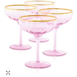 Martha Stewart set of 4 Coupe Glasses **PINK** (New in box)